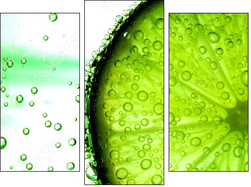 lime slice in water - Three-piece canvas print, Triptych