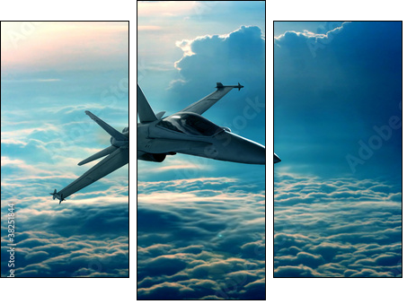 Fighter jet - Three-piece canvas print, Triptych