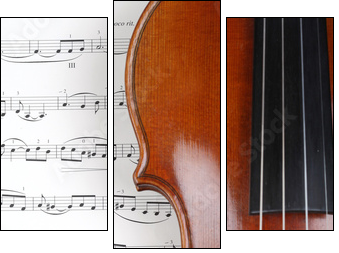 Geige mit Noten - Three-piece canvas print, Triptych