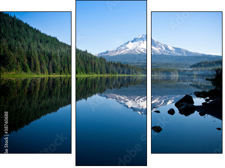 Beautiful Mountain Reflection in Lake - Three-piece canvas print, Triptych