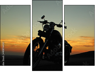 motorbike sunset - Three-piece canvas print, Triptych