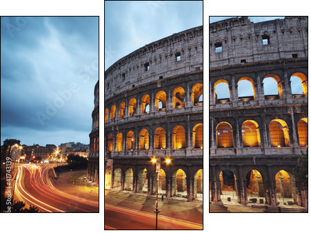 Coliseum at night. Rome - Italy - Three-piece canvas print, Triptych