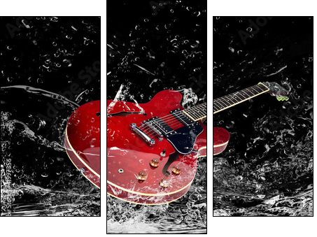 E-Gitarre mit Wasserspritzern - Three-piece canvas print, Triptych