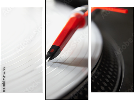 Professional turntable playing vinyl record - Three-piece canvas print, Triptych