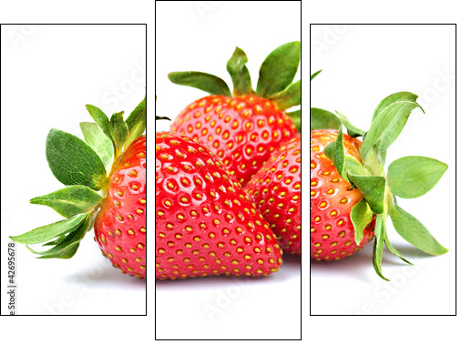 strawberry isolated on white background - Three-piece canvas print, Triptych