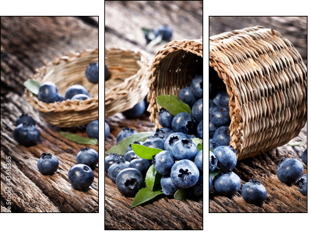 Blueberries have dropped from the basket - Three-piece canvas print, Triptych