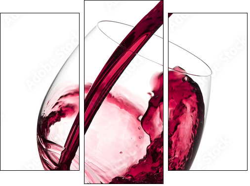 Red wine pouring to wine glass - Three-piece canvas print, Triptych