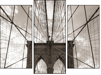 Brooklyn Bridge in New York City. Sepia tone. - Three-piece canvas print, Triptych