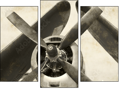 Wartime navy airplane with folded wings - Three-piece canvas print, Triptych