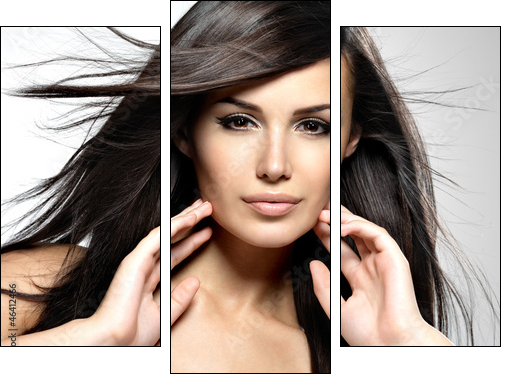 Fashion model  with beauty long straight hair. - Three-piece canvas print, Triptych