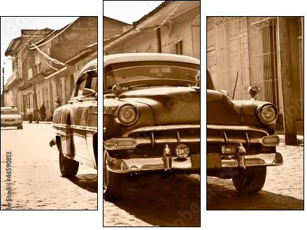 Classic Chevrolet  in Trinidad, Cuba - Three-piece canvas print, Triptych