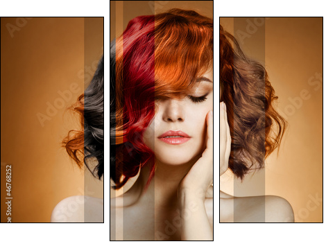 Beauty Portrait. Concept Coloring Hair - Three-piece canvas print, Triptych