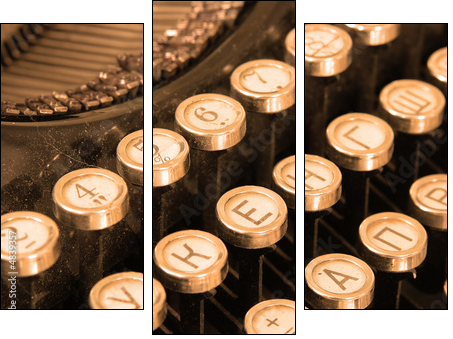 Keyboard of vintage typewriter sepia - Three-piece canvas print, Triptych