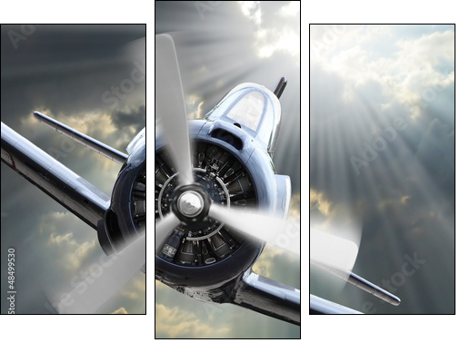 The Fighter. Retro technology theme. - Three-piece canvas print, Triptych