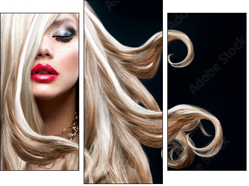 Blond Hair. Beautiful Sexy Blonde Girl - Three-piece canvas print, Triptych