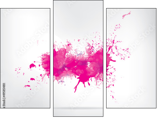Colored paint splashes  on abstract background - Three-piece canvas print, Triptych