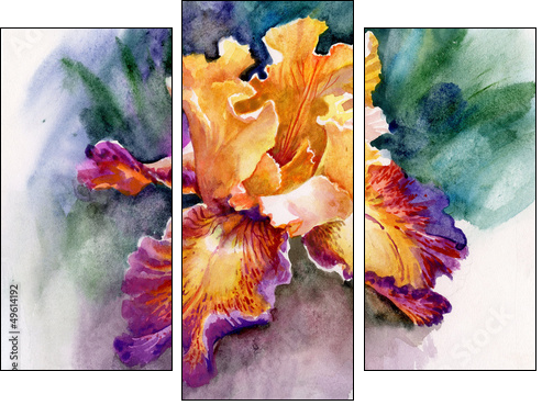 Yellow iris - Three-piece canvas print, Triptych