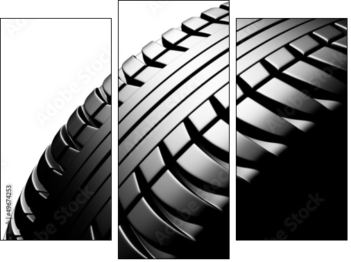 Car tire on a white background - Three-piece canvas print, Triptych