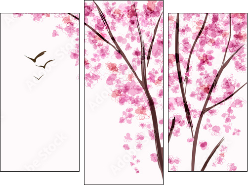 Spring blooming tree - Three-piece canvas print, Triptych