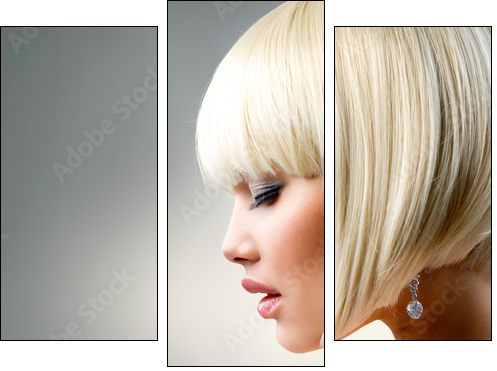 Beautiful Model with Short Blond hair - Three-piece canvas print, Triptych