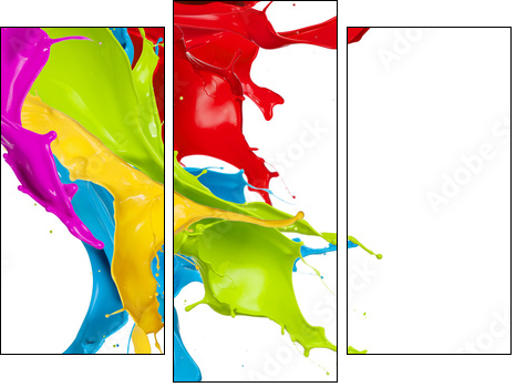 Colored splashes in abstract shape, isolated on white background - Three-piece canvas print, Triptych