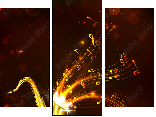 Music Tune from Saxophone - Three-piece canvas print, Triptych