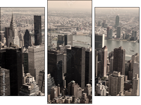 Skyline of Manhattan - sepia image - Three-piece canvas print, Triptych