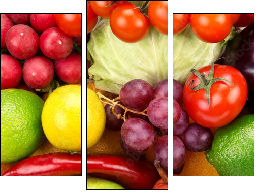 bright background  of vegetables and fruits - Three-piece canvas print, Triptych