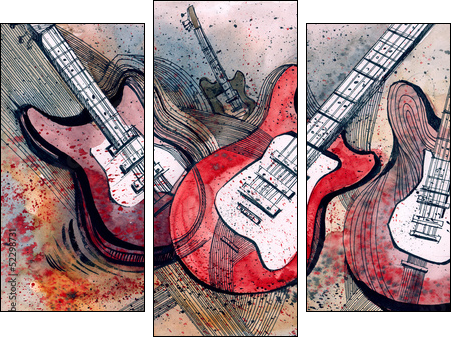 guitar music - Three-piece canvas print, Triptych