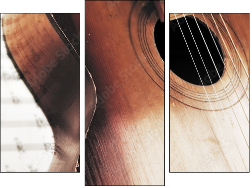 Acoustic guitar - Three-piece canvas print, Triptych