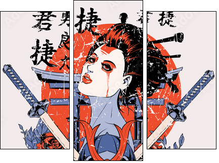 Geisha - Three-piece canvas print, Triptych