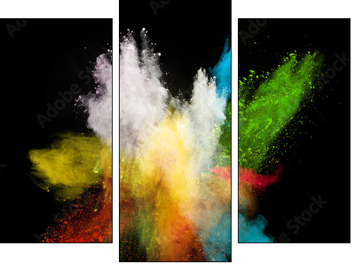 launched colorful powder - Three-piece canvas print, Triptych