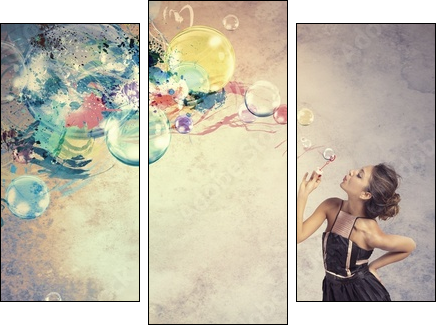 Creative fashion with soap ball - Three-piece canvas print, Triptych
