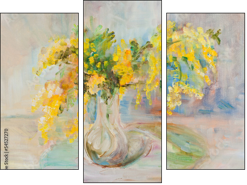 Mimosa bouquet - Three-piece canvas print, Triptych