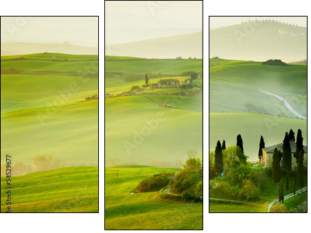 Countryside, San QuiricoÂ´Orcia , Tuscany, Italy - Three-piece canvas print, Triptych