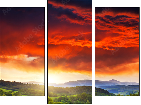mountain landscape - Three-piece canvas print, Triptych