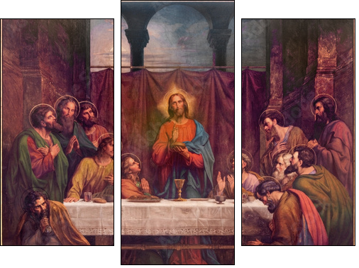 Vienna - Fresco of  Last suppe in Altlerchenfelder church - Three-piece canvas print, Triptych
