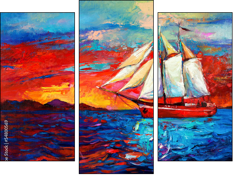 Sail ship - Three-piece canvas print, Triptych