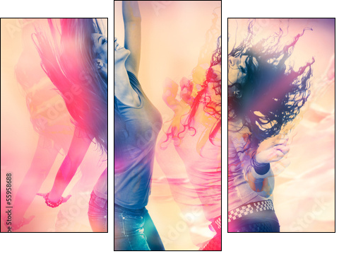 arty picture of dancing girls / disco disco 07 - Three-piece canvas print, Triptych