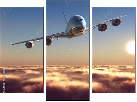 Passenger plane - Three-piece canvas print, Triptych