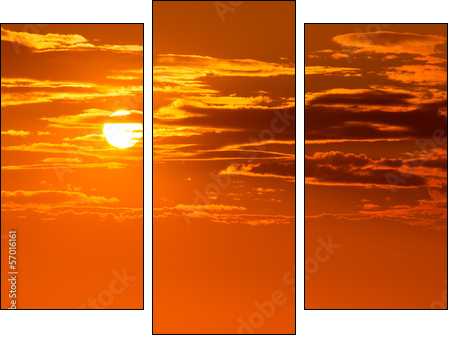 Sunset orange sky background at evening - Three-piece canvas print, Triptych