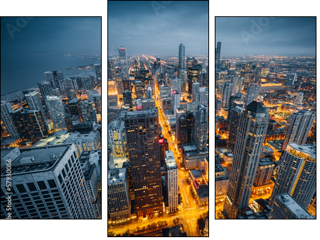 Chicago skyline - Three-piece canvas print, Triptych