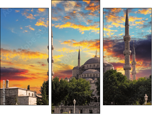 Blue mosque in Istanbul - Three-piece canvas print, Triptych