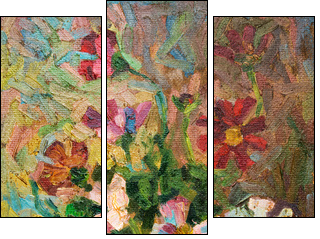 Oil painting on canvas. Bouquet of flowers - Three-piece canvas print, Triptych
