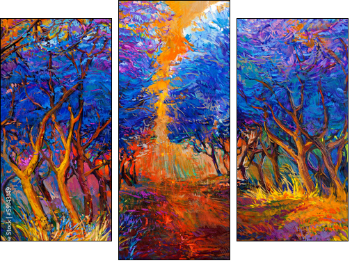 Autumn forest - Three-piece canvas print, Triptych
