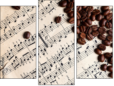 Music and coffe beans - Three-piece canvas print, Triptych