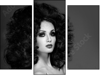 Beautiful woman with fashion hairstyle - Three-piece canvas print, Triptych