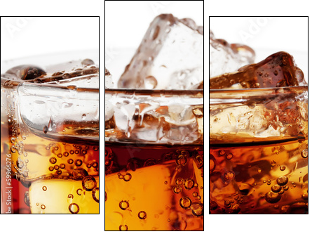 Fragment of glass cola with ice - Three-piece canvas print, Triptych