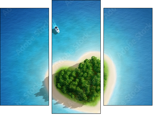 Gorgeous Beach Landscape heart - magnifique plage coeur - Three-piece canvas print, Triptych
