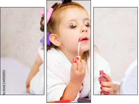 kid painting lips - Three-piece canvas print, Triptych